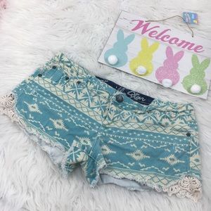 VANILLA STAR JEAN SHORT TURQUIOSE PRINT BOHO 15